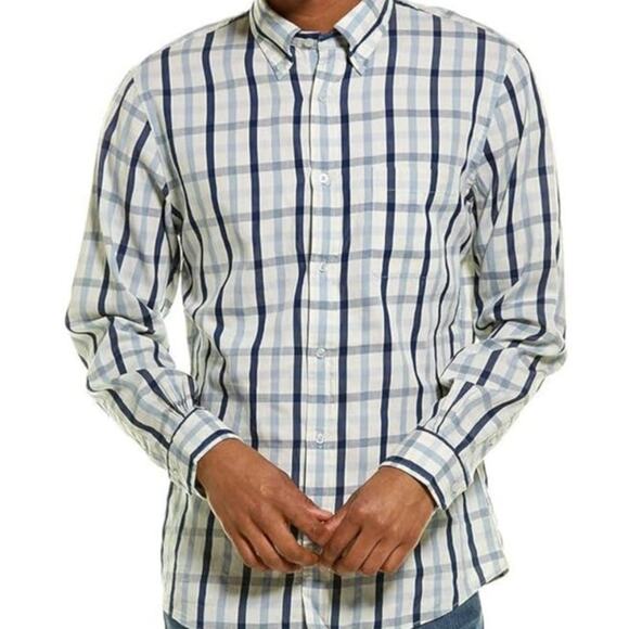 Brooks Brothers Men Shirt Milano Fit Size M Blue Navy White Plaid Button down - Picture 1 of 12